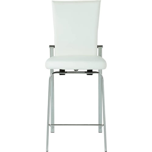 Molly Motion Back Bar Stool in White Leatherette & Chrome